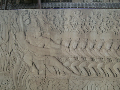 앙코르 와트 유해교반 설화가 새겨진 벽