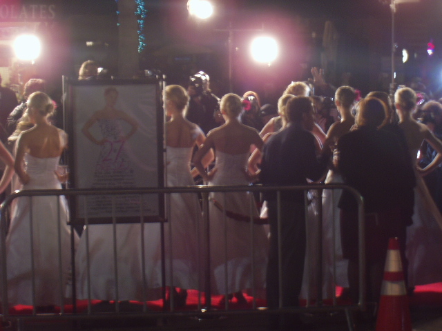 Westwood Fox Theater 앞에서 열린 영화 [27 Dresses]의 Premiere 포토 라인